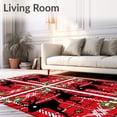 thumbnail image 2 of ODIKA 3'x5' Machine Washable Non-Slip Area Rug, Plaid Inspired Christmas Stag Decorative Floor Accent High Traffic Rug with Pad, Red, 639019, 2 of 8