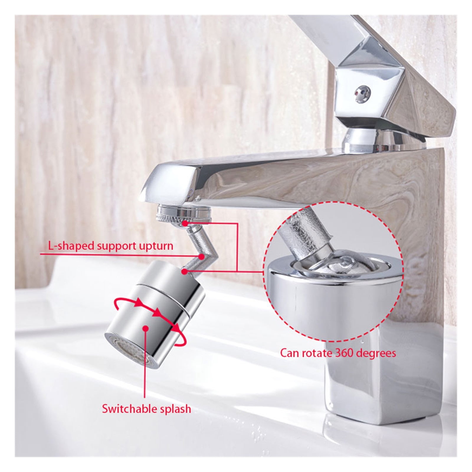 Sink Faucet Aerator 720 Degree Rotating Water Outlet Nozzle Faucet Extender Bubbler Kitchen Bathroom Accessories ,Durable Material