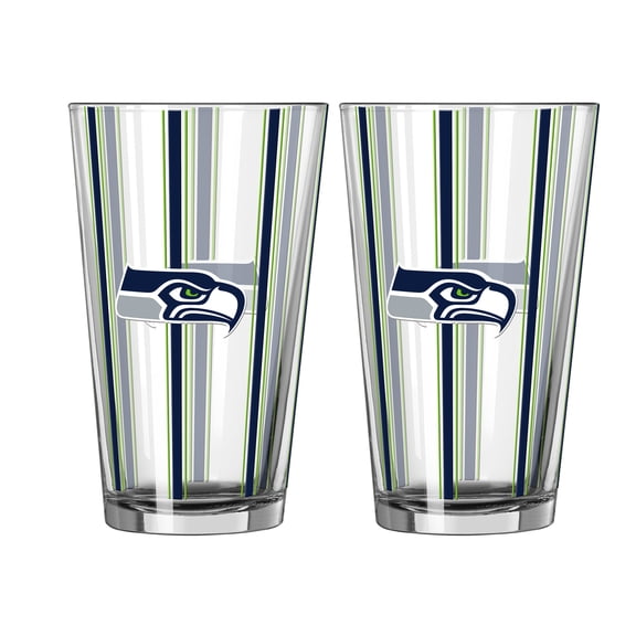 Logo Brands Seattle Seahawks Two-Piece 16oz. Striped Pint Glass Set