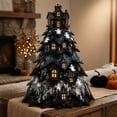 thumbnail image 5 of Halloween Fabric Tree for Tabletop Decor, Spooky Home Topper with Glowing Windows for Indoor Home Display, Layered Quilted Ornament for Fall Seasonal Accent, 5 of 7