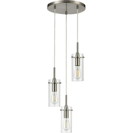 

Effimero 3-Light Cluster Pendant Lights Stairwell Small Chandelier Brushed Nickel Modern Chandelier Light Fixture Foyer Chandeliers Entryway High Ceiling Staircase Lights