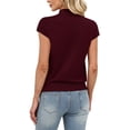 thumbnail image 5 of WIHOLL Womens Short Sleeve Sweater Mock Neck Summer Top Dressy Casual Basic Knit Pullover Shirt Burgundy Tops, 5 of 8