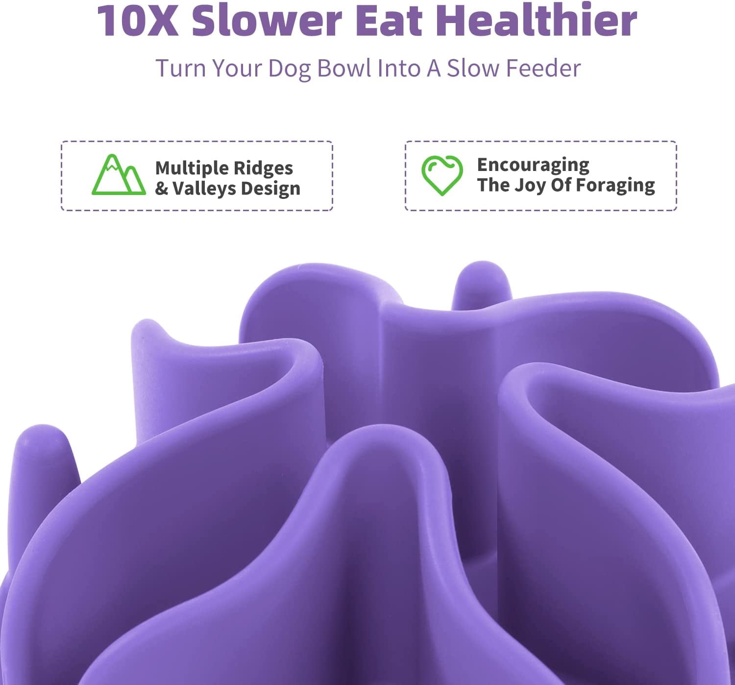Slow Feeder Dog Bowls Insert, Puzzle Slow Feeder with 51 Octopus Suction Cups for Medium Large Size Dog Bowls Over 6.5" Wide (Purple)