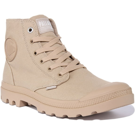 Palladium Mono Chrome Unisex Lace Up Canvas Ankle Boot In Sand Size 11.5