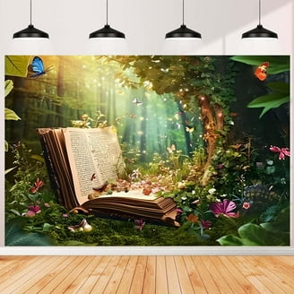 Enchanted Forest Backdrop 10x8ft Spring Garden Fairy Tale Forest Magic Wonderland Mushroom Fantasy Woodland Photo Background Baby Shower Photoshoot Girls Princess Birthday Party Decorations Banner