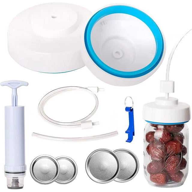 Mason Jar Vacuum Sealer for Wide & Regular Mouth Mason Jars, Jar Sealer Kit Compatible with Food Saver Vacuum Sealer Machine, Canning Sealer with Jar Attachment 2 Hose and Manual Vacuum Pump