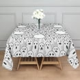 thumbnail image 3 of Black and White Halloween Ghosts Square Tablecloth,Waterproof Square Table Cover,Wipeable Spillproof Washable Table Cover for Home Kitchen Party Decor 52"x52"(132x132cm), 3 of 6
