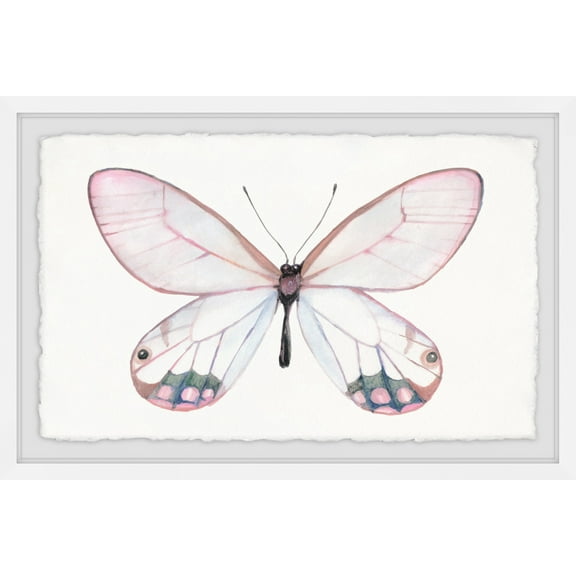 Pale Pink Butterfly Framed Painting Print