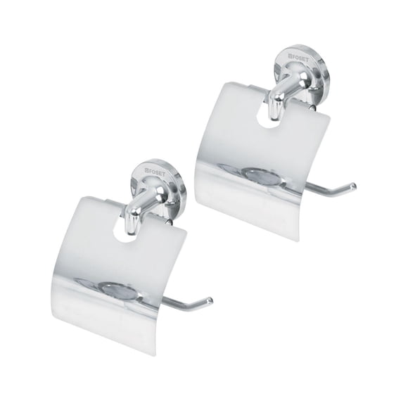 FOSET 2 Pack de Portarollo Con Cubierta De Acero Inoxidable plateado