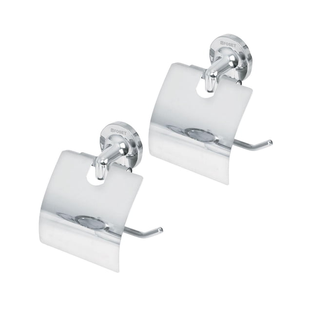 FOSET 2 Pack de Portarollo Con Cubierta De Acero Inoxidable plateado