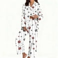 thumbnail image 5 of Nfurl Women's Christmas Pajama Sets Satin Notch Collar Button Down and Pants Trendy Flower Print Sleepwear Ladies Holiday Matching Pjs Set White XXL, 5 of 5
