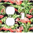 thumbnail image 4 of Metal Light Switch Plate Outlet Cover Tropical Pink Flamingo Flower Leaves FGO001, 4 of 13
