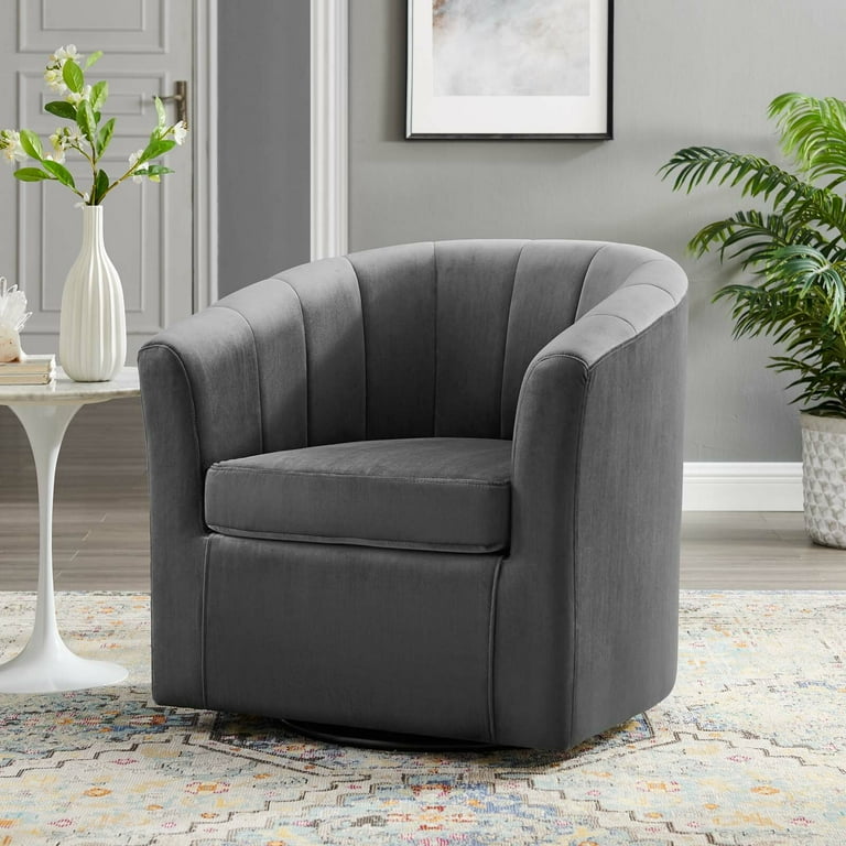Ziaa Performance Velvet Swivel Barrel Chair Swivel Yes