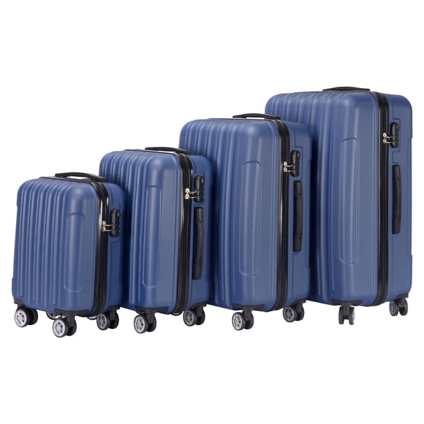 Set de 4 Maletas Check In Lineas Verticales Negro Azul Marino Unitalla