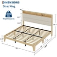 thumbnail image 2 of EastVita Boucle Upholstered King Bed Frame with Headboard LED Lights Charging Station 2 Tier Storage Shelves Platform Cream Easy Assembly No Box Spring Needed, 2 of 7
