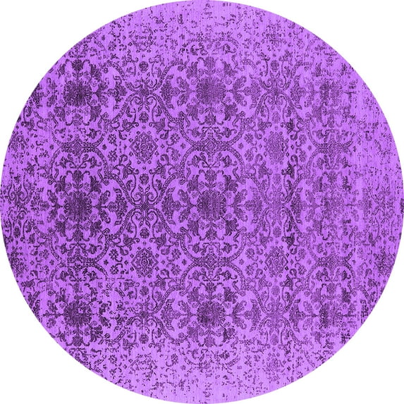 Ahgly Company Indoor Round Oriental Purple Industrial Area Rugs, 8' Round
