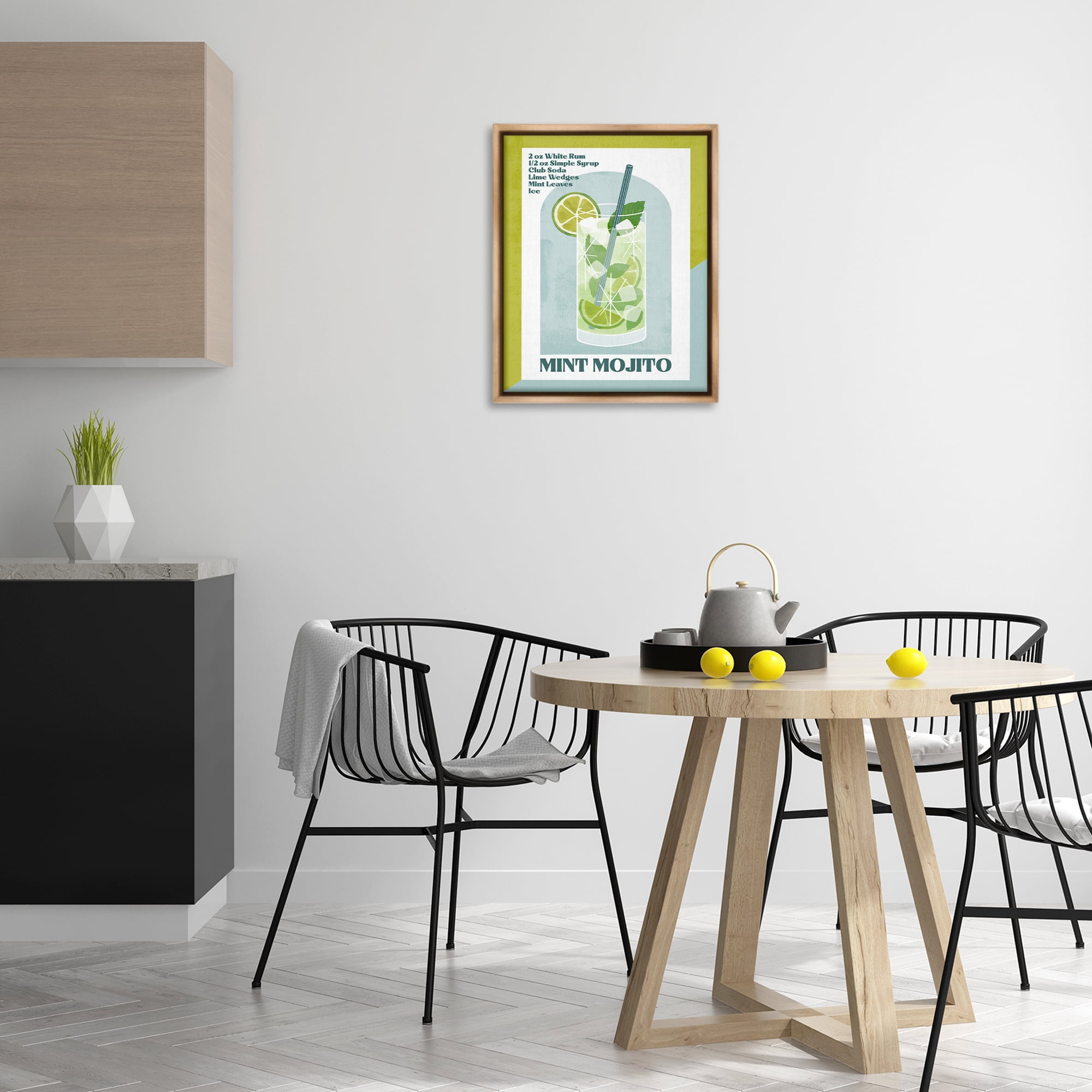 Stupell Industries Retro Mint Mojito Recipe Food & Beverage Painting Brown Floater Framed Canvas Art Print Wall Art, 17 x 21