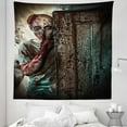 thumbnail image 1 of Zombie Tapestry, Monster Behind Door Looking with Evil Eyes Hell Nightmare Modern Print, Fabric Wall Hanging Decor for Bedroom Living Room Dorm, 5 Sizes, Umber Teal Tan, by Ambesonne, 1 of 1