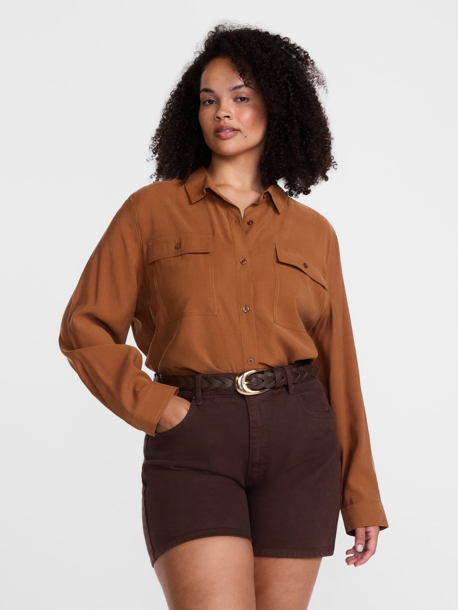 Scenario Women's Utility Tunic Shirt with Long Sleeves, Sizes XS-XXXL