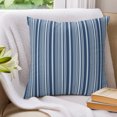 thumbnail image 3 of Pillow Covers 20x20 Set of 2, Navy Blue Throw Pillow Covers Decorative Couch Cushion Cover, Farmhouse Striped Modern Artwork Microfiber Soft Square Pillowcases for Bedroom Living Room Sofa, 3 of 9
