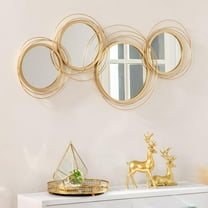 Zavothy Modern Gold Overlapping Metal Wall Mirror, Large Decorative Mirror for Living Room, Entryway, Foyer, Hallway, Bedroom, Elegant Wall Art Decor, 42 x 22 Inches