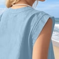 thumbnail image 7 of CQONEPT Womens Sunmmer Tops Cotton Linen Tank Tops Crewneck Loose Casual Sleeveless Summer Vacation Shirts Blue L, 7 of 7