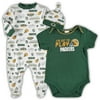 Infant Gerber Green/White Green Bay Packers Team Knit Hat, Onesie and Footed Sleeper Set