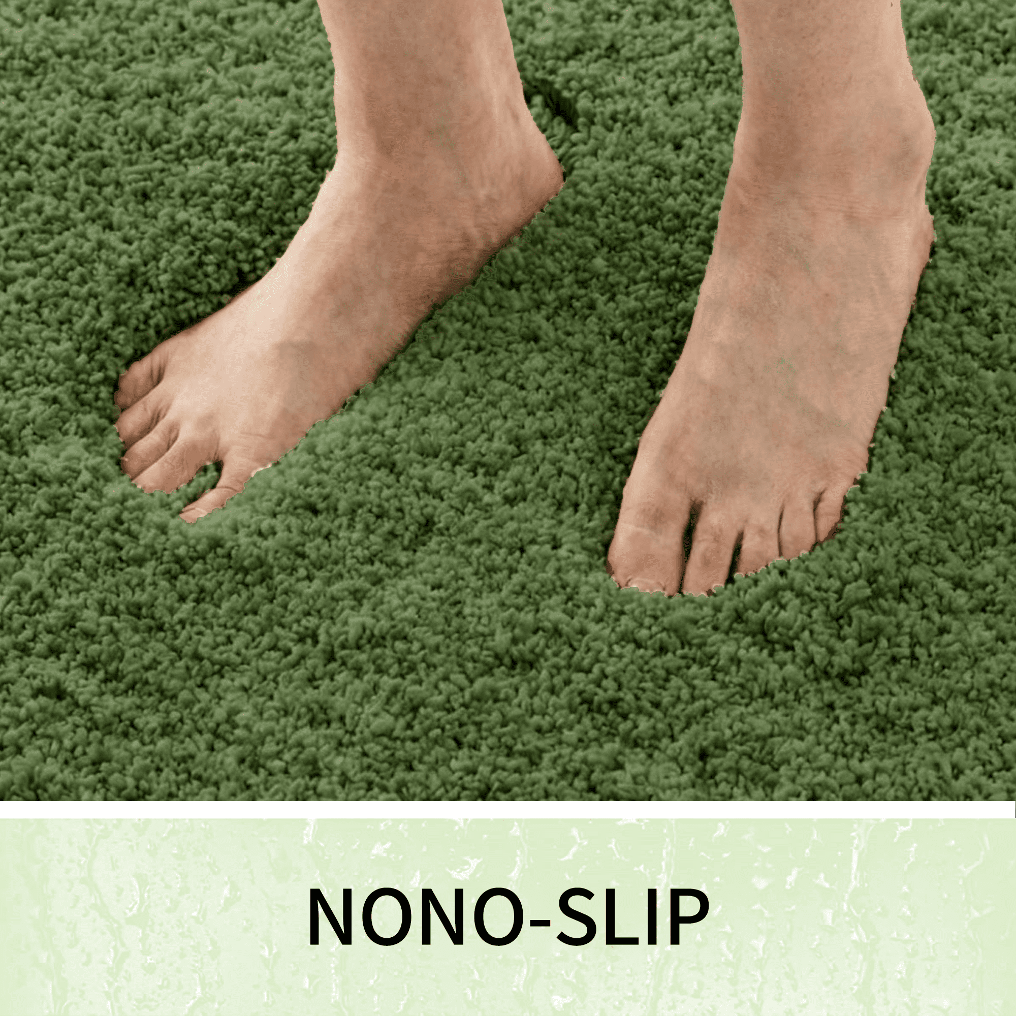 Wozola Green Bathroom Rugs Mat, Soft Absorbent Microfiber Bath Rugs, Non Slip, Machine Washable Bath Mats for Bathroom Floor, Tub and Shower, Home Decor Accessories, 24" × 47"