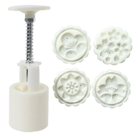 

JZROCKER Moon Cake Mould 4 Cherry Blossoms DIY Bakeware Cookie Stamps For Mid-autumn