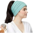 thumbnail image 6 of Women's Ponytail Beanie Hat, Winter Warm Knit Slouchy Beanie with Criss-Cross Opening for High Buns & Ponytails, 6 of 7