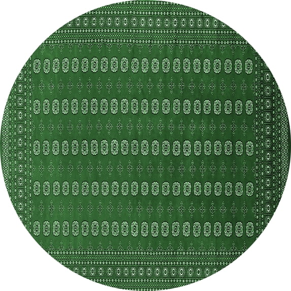 Ahgly Company Indoor Round Oriental Emerald Green Industrial Area Rugs, 3' Round
