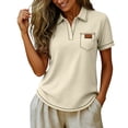 thumbnail image 7 of ZUBKTE Women's Short Sleeve V-Neck Business Casual Work Collared Tops S-2XL, 7 of 7