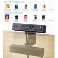 thumbnail image 2 of Desk Clamp Power Strip with PD20W USB-C, VILONG 2 in 1 Dual Layer Under Desk Power Strip, Removable Clamp Power Socket with 10AC Outlets & Switch, 6ft Extension Cord, 2 of 7