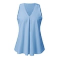 thumbnail image 3 of T Shirts For Women Blue Womens Tops Fashion V Neck Sleeveless Solid Chiffon Casual Loose Tank Flowy Summer Tops, 3 of 7