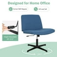 thumbnail image 4 of Criss Cross Chair, Armless Cross Legged Desk Chair Wide Seat Computer Task Chair Modern Height Adjustable Mid Back Chair No Wheels （Blue）, 4 of 9