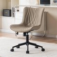thumbnail image 1 of Home Office Desk Chair with Comfy Back Ergonomic Modern Faux Leather Swivel Rolling Task Computer Chair with Wheels Armless Adjustable Vanity Chair for Study Sewing Drafting, 1 of 4