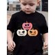 thumbnail image 1 of Boys' Halloween Pumpkin Graphic T-Shirt - Soft Breathable Cotton-Spandex Blend, Stretchy Casual Short Sleeve Tee with Jack-o'-Lanterns & Bats Print, Round Neck Summer Top, 1 of 6