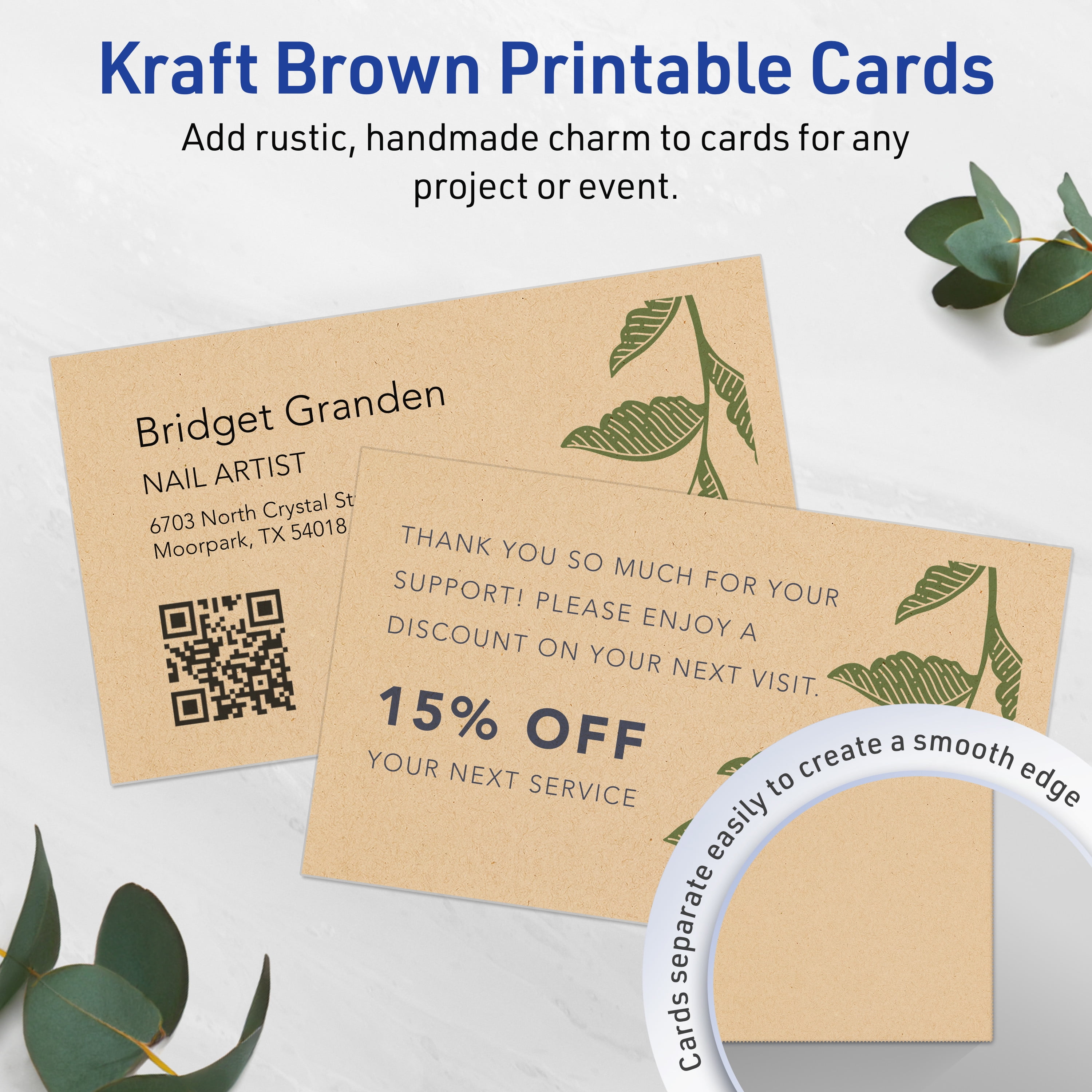 Avery Printable Rectangle Cards, 3" x 5", Kraft Brown, 150ct
