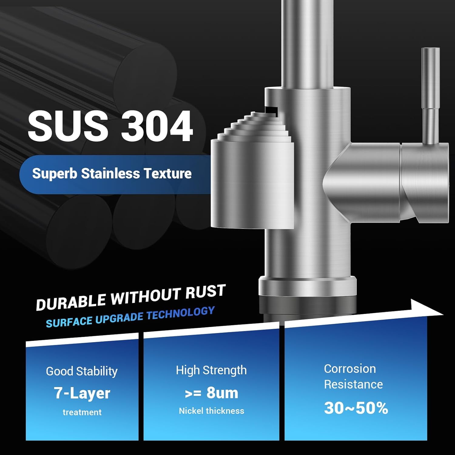 Touchless Kitchen Sink Faucet with Pull Down Sprayer and Soap Dispenser, Stainless Steel Motion Sensor Touch Faucet for Kitchen Sink Smart Hands-Free Single Handle, Brushed Nickel