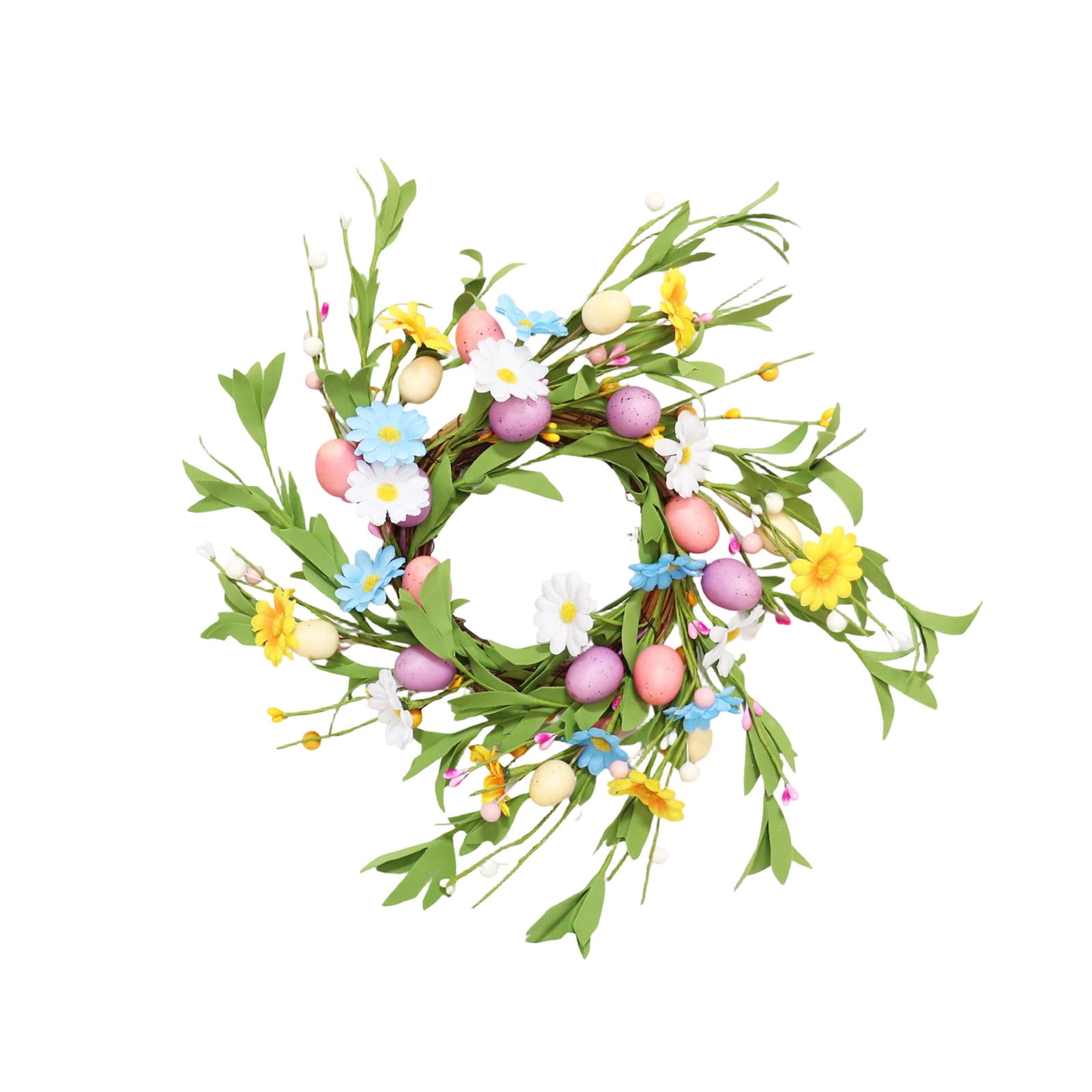 Yunuuuoa 3 Packs Easter Wreath Door Hanging Spring Candle Ring Centerpiece Decor, Floral Foam Berry Egg Tabletop Decoration for Home Party Wedding, Festive Indoor Outdoor Decorations