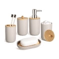 thumbnail image 1 of Juego De Baño 5 Piezas Dispensador Accesorios Plásticos Crema, 1 of 5