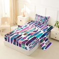 thumbnail image 2 of Castle Fairy Tropical Floral Surfboard Twin Sheets 3pcs,Palm Hibiscus Board Seamless Bedding,Purple Teal,1 Fitted Sheet,1 Flat Sheet and 1 Pillowcase, 2 of 6