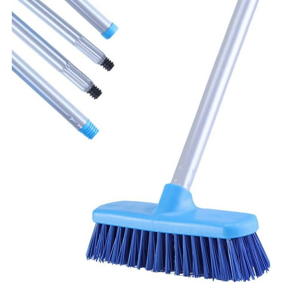 Deck Brush with Long Handle - Floor Scrub Brushes for Cleaning Shower, Stiff Bristle Scrubbing Brush, 50" Floor Scrubber Brush for Bathroom, Bathtub, Tub, Tile Floors, Garage and Patio