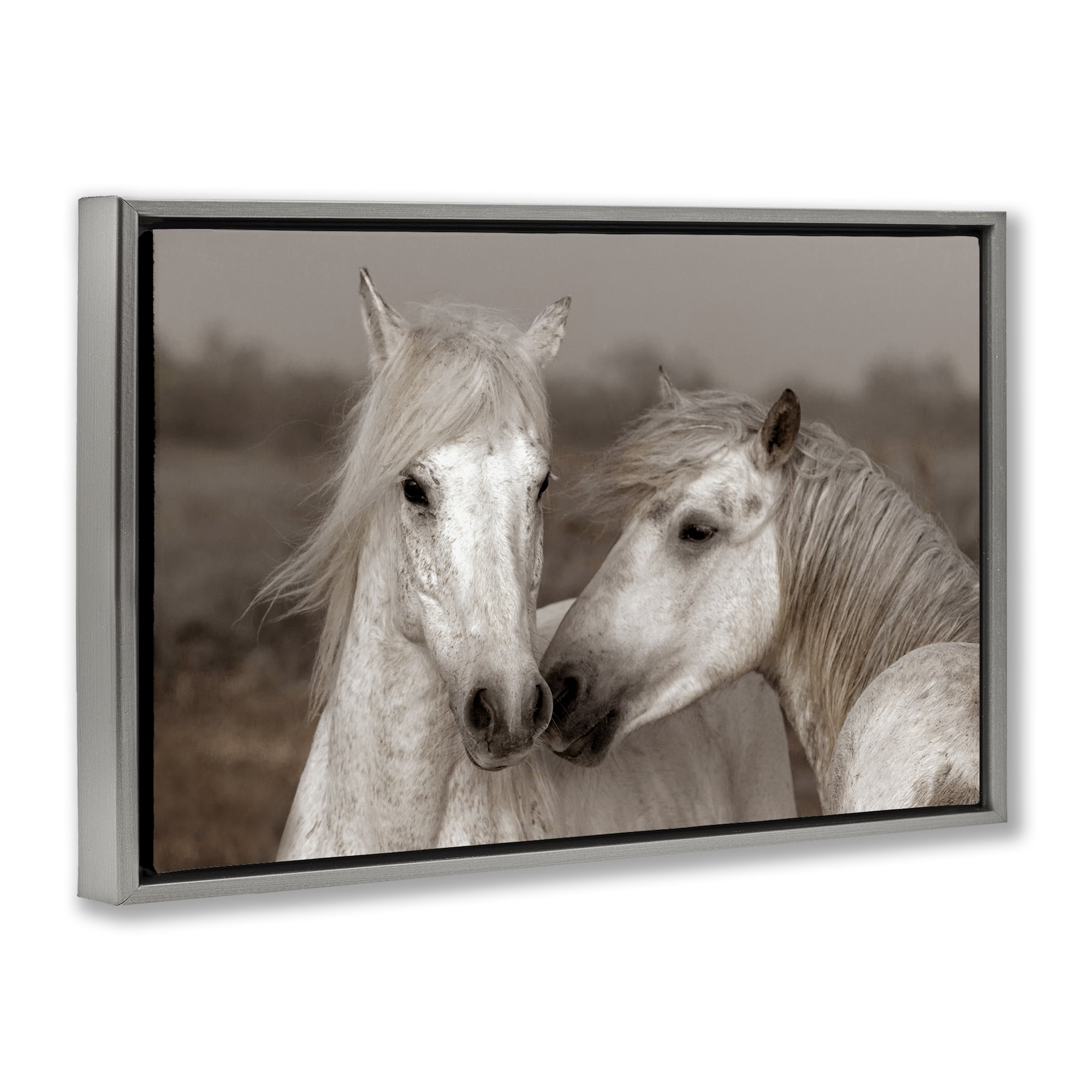 Stupell Industries Gentle Companionship Horses Gray Framed Floater Canvas Wall Art, design by Danita Delimont