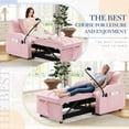 thumbnail image 2 of Lunale 4-in-1 Convertible Sleeper Chair Bed with Charge Ports & Phone Stand, Pink Velvet, 2 of 9