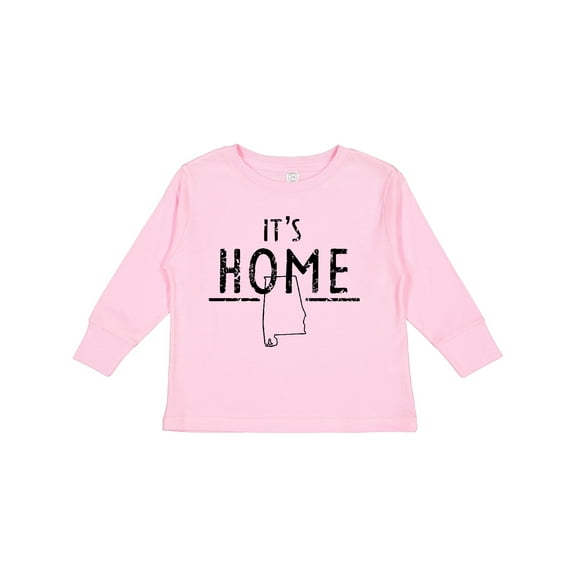 Inktastic It's Home- Alabama State Outline DIstressed Text Boys or Girls Long Sleeve Toddler T-Shirt