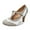 Grey White, variant on Women's Mary Jane Oxford Pumps - Cute Low Kitten Heels - Retro Round Toe Shoe with Ankle Strap