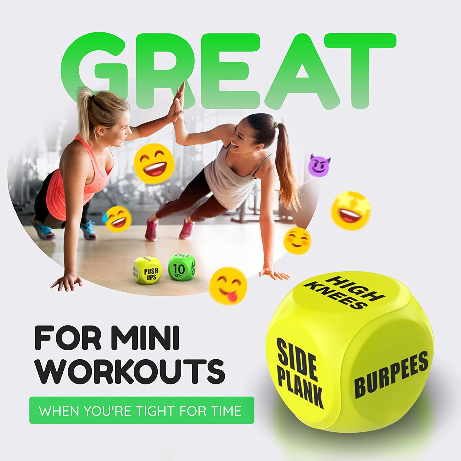 Skywin Workout Dice - 2 Pack, Yellow, Fun Exercise Dice for Solo or Group Classes, 6-Sided Foam Fitness Dice Great Dynamic Exercise Equipment