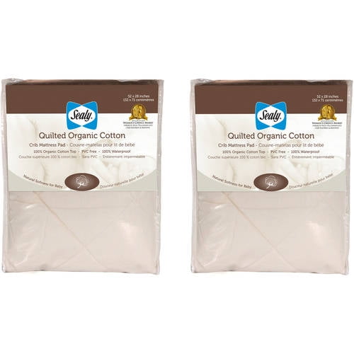 2 Pack Sealy Quilted Crib Mattress Pad With Organic Cotton Top