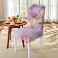 thumbnail image 4 of TSOVTHRID Purple Gold Marble Print 7 Pcs Tablecloth Chair Covers Set Removable Washable Table Cover with Stretch Seat Slip Covers for Home Hotel Dining Room Banquet Party Decor, 4 of 6